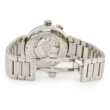 腕時計 ルイヴィトン LOUIS VUITTON タンブール ワールドタイマー Q1055A 自動巻き メンズ デイト GMT ブルー 地球