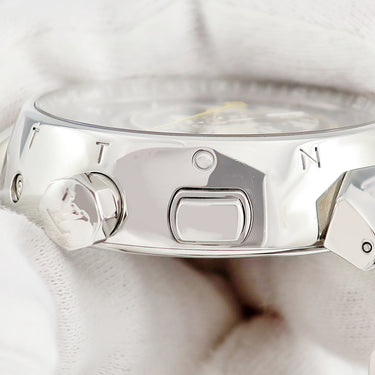 腕時計 ルイヴィトン LOUIS VUITTON タンブール ワールドタイマー Q1055A 自動巻き メンズ デイト GMT ブルー 地球