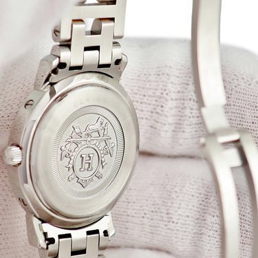 腕時計 エルメス HERMES クリッパー ナクレ CL4.221 クオーツ レディース ピンクゴールドGP×SS コンビ シェル アラビア デイト