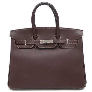 エルメス HERMES バーキン35 ブラウン系 ヴォーガリパ ハンドバッグ シルバー金具 茶 スターマーク