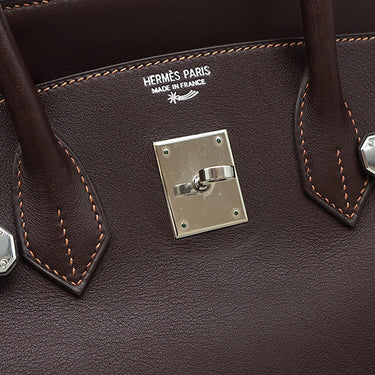 エルメス HERMES バーキン35 ブラウン系 ヴォーガリパ ハンドバッグ シルバー金具 茶 スターマーク