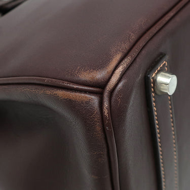 エルメス HERMES バーキン35 ブラウン系 ヴォーガリパ ハンドバッグ シルバー金具 茶 スターマーク