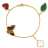 ヴァンクリーフアーペル Van Cleef & Arpels ラッキー アルハンブラ 4モチーフ VCARD79600 イエローゴールドXマルチカラー K18YG マラカイト マザーオブパール タイガーズアイ カーネリアン ブレスレット 赤 白 緑 茶 マルチストーン 18K 18金 750YG