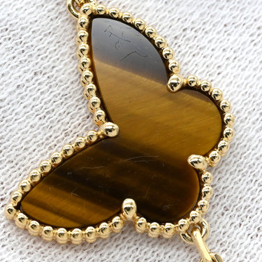 ヴァンクリーフアーペル Van Cleef & Arpels ラッキー アルハンブラ 4モチーフ VCARD79600 イエローゴールドXマルチカラー K18YG マラカイト マザーオブパール タイガーズアイ カーネリアン ブレスレット 赤 白 緑 茶 マルチストーン 18K 18金 750YG