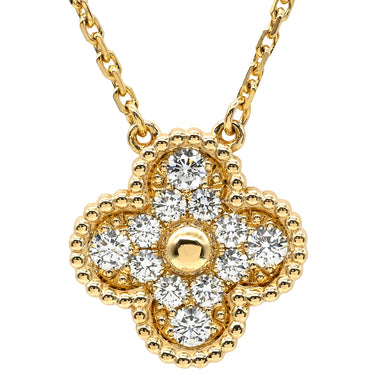 ヴァンクリーフアーペル Van Cleef & Arpels ヴィンテージアルハンブラ ペンダント VCARA45300 イエローゴールド K18YG ダイヤモンド ネックレス Van Cleef & Arpels Au750 K18 12Pダイヤ