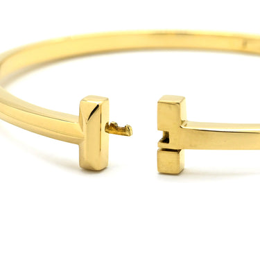 ティファニー Tiffany & Co T ワン ナロー ヒンジ バングル ミディアム イエローゴールド K18YG ブレスレット Tiffany&Co. 750 18金 YG