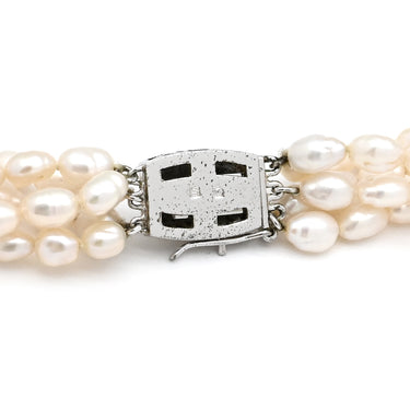 TASAKI TASAKI 淡水パール ネックレス 5連 パールホワイト×シルバー シルバー パール ネックレス タサキ シルバー オーバル 真珠 五連 5層