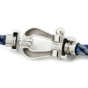 フレッド FRED フォース10 ラージモデル LM ブルージーン×ホワイトゴールド K18WG サファイア ステンレスケーブル ブレスレット ホワイトゴールド WG Au750 18K 18金 ブルージーン ブルーサファイア 二重 2連