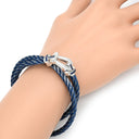 フレッド FRED フォース10 ラージモデル LM ブルージーン×ホワイトゴールド K18WG サファイア ステンレスケーブル ブレスレット ホワイトゴールド WG Au750 18K 18金 ブルージーン ブルーサファイア 二重 2連