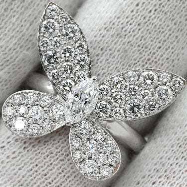 グラフ GRAFF ミニパヴェ バタフライ ダイヤモンド ホワイトゴールド K18WG ダイヤモンド リング 指輪 GRAFF ホワイトゴールド K18WG 蝶 マーキスカット 5.5号