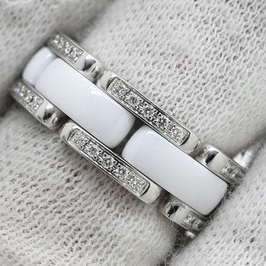 シャネル CHANEL ウルトラ コレクション MM ダイヤリング ホワイト×ホワイトゴールド K18WG セラミック ダイヤモンド T50(JP10) リング 指輪 白 WG Au750 18K 18金 10号