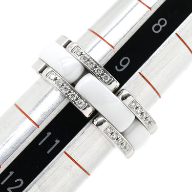 シャネル CHANEL ウルトラ コレクション MM ダイヤリング ホワイト×ホワイトゴールド K18WG セラミック ダイヤモンド T50(JP10) リング 指輪 白 WG Au750 18K 18金 10号