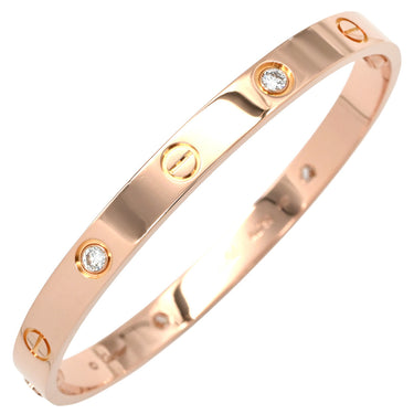 カルティエ Cartier LOVE ラブブレス ピンクゴールド K18PG ダイヤモンド #17 ブレスレット ピンクゴールド PG Au750 18K 18金 ハーフダイヤ 4P 4石 4粒 旧型