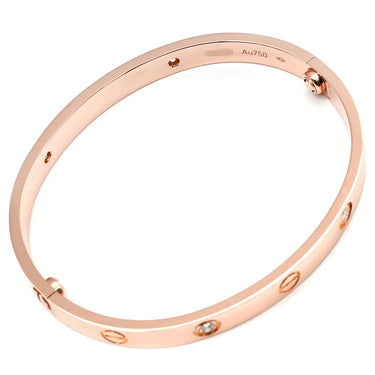 カルティエ Cartier LOVE ラブブレス ピンクゴールド K18PG ダイヤモンド #17 ブレスレット ピンクゴールド PG Au750 18K 18金 ハーフダイヤ 4P 4石 4粒 旧型