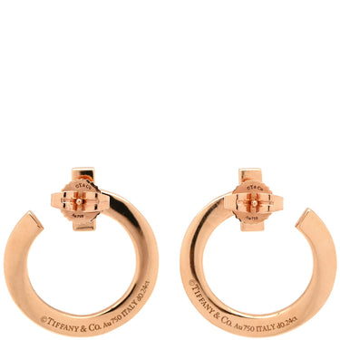 ティファニー Tiffany & Co Tワン フープ ダイヤ オープン ローズゴールド K18PG ダイヤモンド ピアス ピンクゴールド 750 18K 18金