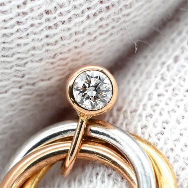 カルティエ Cartier トリニティ ダイヤ スリーカラー K18YG K18PG K18WG ダイヤモンド ピアス 1Pダイヤ 3連 18K 750 YG PG WG