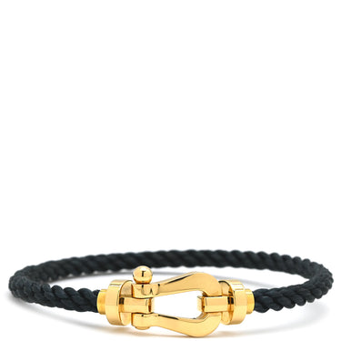 フレッド FRED フォース10 ラージモデル ブラック×イエローゴールド K18YG ステンレスケーブル ブレスレット イエローゴールド Au750 18K 18金 ステンレスケーブル