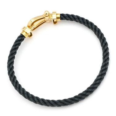 フレッド FRED フォース10 ラージモデル ブラック×イエローゴールド K18YG ステンレスケーブル ブレスレット イエローゴールド Au750 18K 18金 ステンレスケーブル