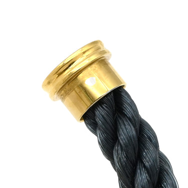 フレッド FRED フォース10 ラージモデル ブラック×イエローゴールド K18YG ステンレスケーブル ブレスレット イエローゴールド Au750 18K 18金 ステンレスケーブル