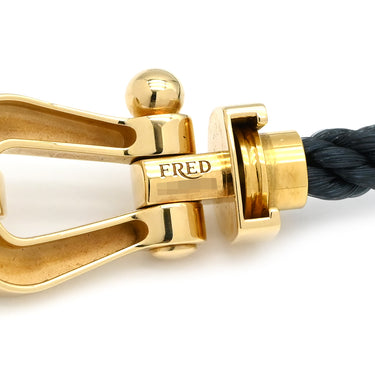 フレッド FRED フォース10 ラージモデル ブラック×イエローゴールド K18YG ステンレスケーブル ブレスレット イエローゴールド Au750 18K 18金 ステンレスケーブル