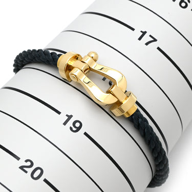 フレッド FRED フォース10 ラージモデル ブラック×イエローゴールド K18YG ステンレスケーブル ブレスレット イエローゴールド Au750 18K 18金 ステンレスケーブル