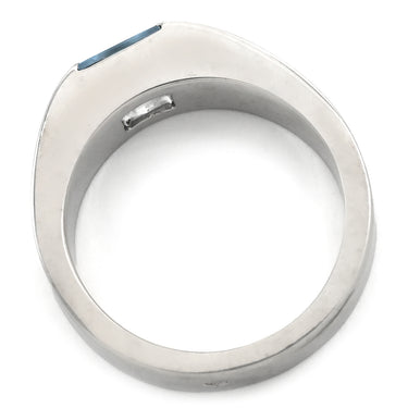 カルティエ Cartier タンクリング ブルー×ホワイトゴールド K18WG アクアマリン #53(JP13) リング 指輪 青 Au750 18KWG アクアマリン スクエアカット 13号