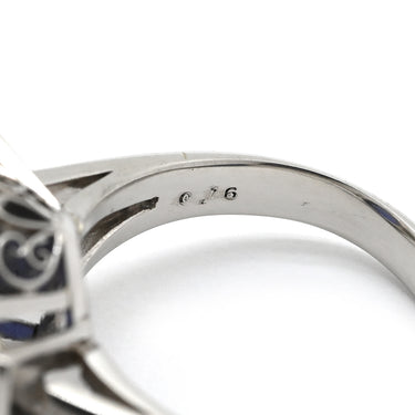 ノンブランド NON BRAND スターサファイア ダイヤ ブルー×プラチナシルバー Pt900 サファイア リング 指輪 13.50ct オーバルカボションカット Pt900 青 艶消し加工 マット仕上げ 天然石 10号