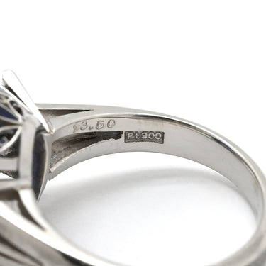 ノンブランド NON BRAND スターサファイア ダイヤ ブルー×プラチナシルバー Pt900 サファイア リング 指輪 13.50ct オーバルカボションカット Pt900 青 艶消し加工 マット仕上げ 天然石 10号