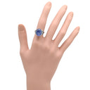 ノンブランド NON BRAND スターサファイア ダイヤ ブルー×プラチナシルバー Pt900 サファイア リング 指輪 13.50ct オーバルカボションカット Pt900 青 艶消し加工 マット仕上げ 天然石 10号