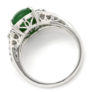 ノンブランド NON BRAND ヒスイ 4.3ct ダイヤモンド プラチナシルバー Pt900 ヒスイ ダイヤモンド リング 指輪 緑 グリーン 翡翠 ひすい ジェダイト プラチナ900 14号