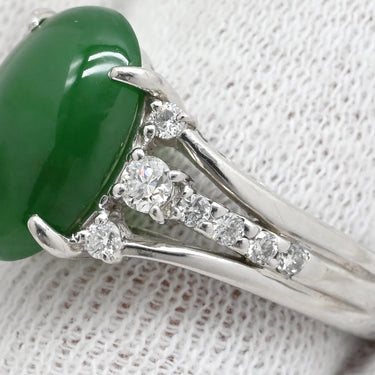 ノンブランド NON BRAND ヒスイ 4.3ct ダイヤモンド プラチナシルバー Pt900 ヒスイ ダイヤモンド リング 指輪 緑 グリーン 翡翠 ひすい ジェダイト プラチナ900 14号