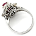 ノンブランド NON BRAND スタールビー 3.43ct ダイヤ ピンクレッド×プラチナシルバー Pt900 ルビー ダイヤモンド リング 指輪 赤 ピンク 1P 1石 1粒 プラチナ Pt900 メレ パヴェ バケット オーバル カボション 12号