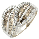 ノンブランド NON BRAND ダイヤモンド 1.50ct ホワイトゴールド K18WG ダイヤモンド リング 指輪 パヴェダイヤ バゲットカット デザインリング 18K 750 WG 17号
