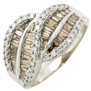 ノンブランド NON BRAND ダイヤモンド 1.50ct ホワイトゴールド K18WG ダイヤモンド リング 指輪 パヴェダイヤ バゲットカット デザインリング 18K 750 WG 17号