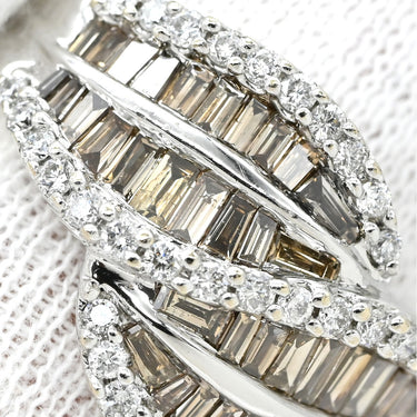 ノンブランド NON BRAND ダイヤモンド 1.50ct ホワイトゴールド K18WG ダイヤモンド リング 指輪 パヴェダイヤ バゲットカット デザインリング 18K 750 WG 17号