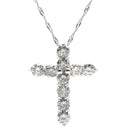 ノンブランド NON BRAND ダイヤモンド 1.0ct クロスペンダント プラチナシルバー Pt1000 ダイヤモンド Pt850(チェーン) ネックレス 十字架 CROSS 10石 10P 10粒 ブリリアントカット