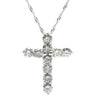 ノンブランド NON BRAND ダイヤモンド 1.0ct クロスペンダント プラチナシルバー Pt1000 ダイヤモンド Pt850(チェーン) ネックレス 十字架 CROSS 10石 10P 10粒 ブリリアントカット