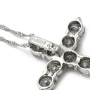 ノンブランド NON BRAND ダイヤモンド 1.0ct クロスペンダント プラチナシルバー Pt1000 ダイヤモンド Pt850(チェーン) ネックレス 十字架 CROSS 10石 10P 10粒 ブリリアントカット