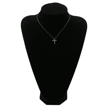 ノンブランド NON BRAND ダイヤモンド 1.0ct クロスペンダント プラチナシルバー Pt1000 ダイヤモンド Pt850(チェーン) ネックレス 十字架 CROSS 10石 10P 10粒 ブリリアントカット