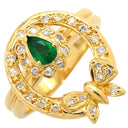 ノンブランド NON BRAND ゴールドリング イエローゴールド K18YG エメラルド ダイヤモンド リング 指輪 Au750 18金 ダイヤモンド エメラルド スピナーリング リボンモチーフ 蝶 11号