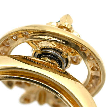 ノンブランド NON BRAND ゴールドリング イエローゴールド K18YG エメラルド ダイヤモンド リング 指輪 Au750 18金 ダイヤモンド エメラルド スピナーリング リボンモチーフ 蝶 11号