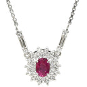 ノンブランド NON BRAND ルビー 0.52ct ダイヤモンド ペンダント プラチナシルバー Pt900 ルビー ダイヤモンド Pt850(チェーン) ネックレス 赤 1石 1粒 オーバルカット メレダイヤ プラチナ ベネチアンチェーン