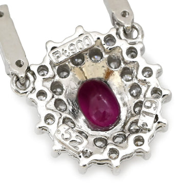 ノンブランド NON BRAND ルビー 0.52ct ダイヤモンド ペンダント プラチナシルバー Pt900 ルビー ダイヤモンド Pt850(チェーン) ネックレス 赤 1石 1粒 オーバルカット メレダイヤ プラチナ ベネチアンチェーン