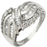 ノンブランド NON BRAND ダイヤ 0.90ct プラチナシルバー Pt900 ダイヤモンド リング 指輪 Pt900 プラチナ パヴェ メレダイヤ 3列 3連 ウェーブ バゲットカット 13号