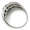 ノンブランド NON BRAND ダイヤ 0.90ct プラチナシルバー Pt900 ダイヤモンド リング 指輪 Pt900 プラチナ パヴェ メレダイヤ 3列 3連 ウェーブ バゲットカット 13号