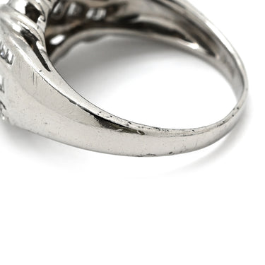 ノンブランド NON BRAND ダイヤ 0.90ct プラチナシルバー Pt900 ダイヤモンド リング 指輪 Pt900 プラチナ パヴェ メレダイヤ 3列 3連 ウェーブ バゲットカット 13号