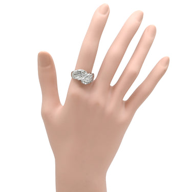 ノンブランド NON BRAND ダイヤ 0.90ct プラチナシルバー Pt900 ダイヤモンド リング 指輪 Pt900 プラチナ パヴェ メレダイヤ 3列 3連 ウェーブ バゲットカット 13号
