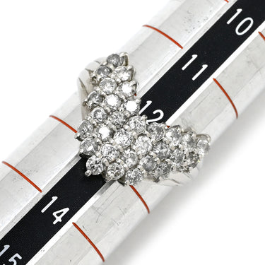 ノンブランド NON BRAND ダイヤ 1.0ct プラチナシルバー Pt900 ダイヤモンド リング 指輪 Pt900 パヴェ メレ V字デザイン Vライン 12.5号