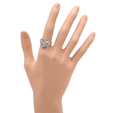 ノンブランド NON BRAND ダイヤ 1.0ct プラチナシルバー Pt900 ダイヤモンド リング 指輪 Pt900 パヴェ メレ V字デザイン Vライン 12.5号