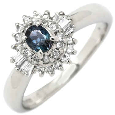 ノンブランド NON BRAND アレキサンドライト ダイヤリング プラチナシルバー Pt900 アレキサンドライト ダイヤモンド リング 指輪 クリソベリル ブルー プラチナム PT 10号